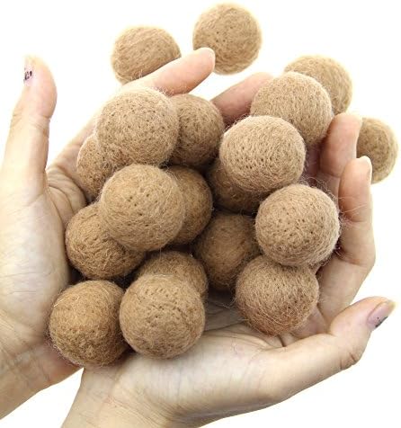 Zasy 30mm Needle Wool Felt Balls Foam Filled Wool Felt Pom Pom Home Decor DIY (Khaki) - Image 2