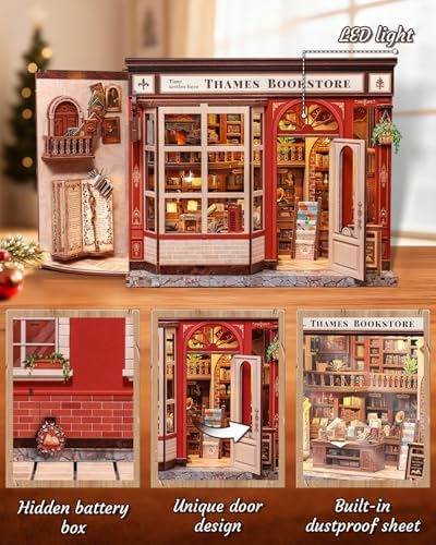 CUTEBEE Book Nook Kit, DIY Miniature House Kit for Adults, Bookshop Booknook - Image 3