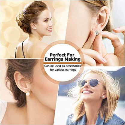 Hypoallergenic Earring Posts and Backs, Caffox 2000pcs Stud Earrings Making Kit with Ear Ring Base and Earring Backs for Leather Stud, Clay, Pearl Jewelry Making (Gold & Silver) - Image 2