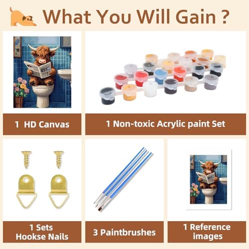 Reivworl Cow Paint by Numbers Kit for Adults Beginner 16×20 inch - Image 6