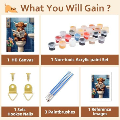 Reivworl Cow Paint by Numbers Kit for Adults Beginner 16×20 inch - Image 6