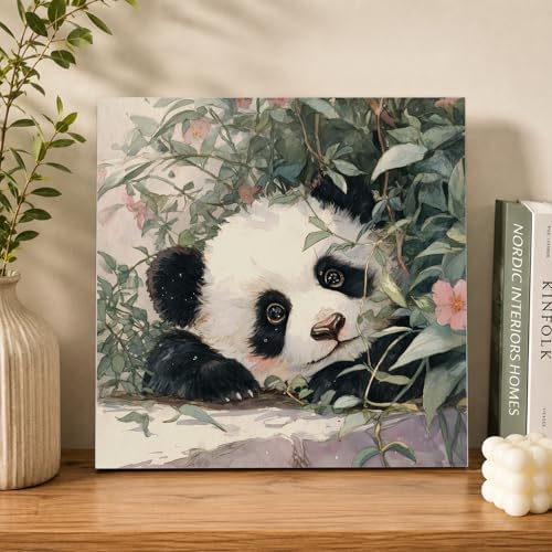 AUKELHJ Framed Paint by Numbers Kit for Adults, Panda, 10x10 inch - Image 2
