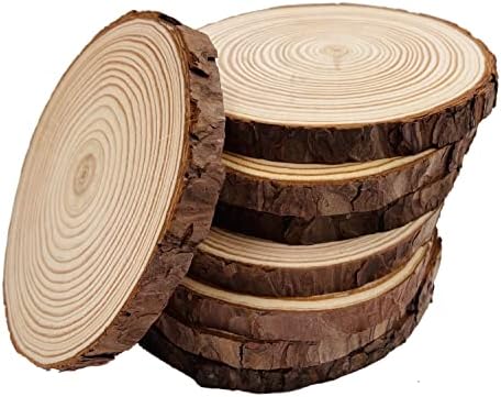 Unfinished Natural with Tree Bark Wood Slices 8 Pcs 5.5-6 inch Disc Coasters Wood Coaster Pieces Craft Wood kit Circles Crafts Christmas Ornaments DIY Crafts with Bark for Crafts Rustic Wedding by WilliamCraftCalifornia