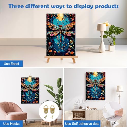 MOGTAA Paint by Numbers Kit for Adults with Frame, Dragonfly Paint by Number Canvas, Flowers Scenery Paint by Numbers with Easel, DIY Animal Oil Painting Kit for Home Wall Decor 8 x 12 Inch - Image 3