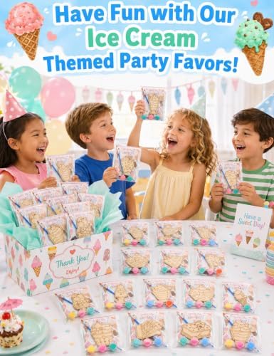 24 Sets Ice Cream Party Favors, DIY Wooden Painting Craft Kit - Image 4