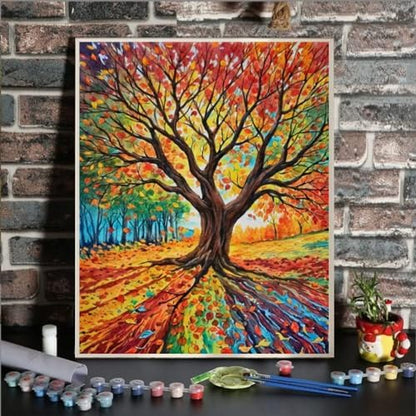 ldazao Tree of Life Paint By Numbers Kit for Adults Beginner DIY Painting Kits for Adults Stained Glass Easy Paint By Number Acrylic On Canvas Drawing Colorful Paintworks Artwork 16 X 20 Inch - Image 2