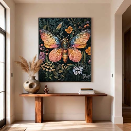 Amphol Paint by Numbers Kit for Adults - 16x20 In Moth DIY Paint by Numbers Kit for Beginners, Oil Painting Kit on Unframed Canvas Art for Home Wall Decor, Stress Relief with Acrylic Paint & 3 Brushes - Image 3