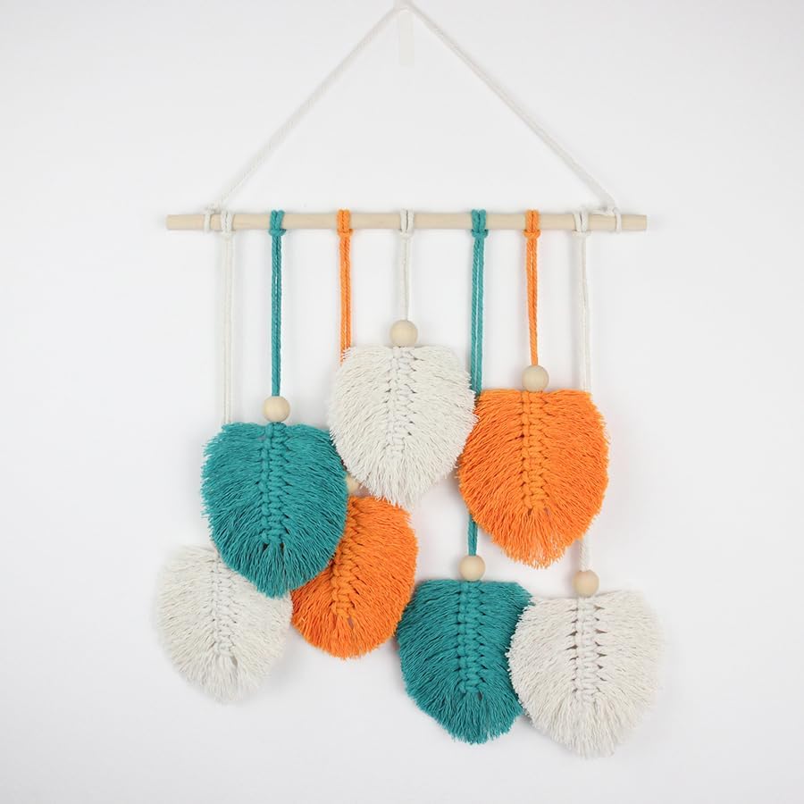 BUFANTL DIY Macrame Leaf Wall Hanging Kit for Beginners, Boho Woven Tapestry Craft Kit with Macrame Cord, Wooden Beads & Printed Instructions, Home Decor Macrame Kit for Adults. - Image 5
