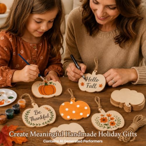 MAQIHAN Wooden Pumpkin Craft Kit 30 Pcs - Unfinished Fall Halloween Decor - Image 4