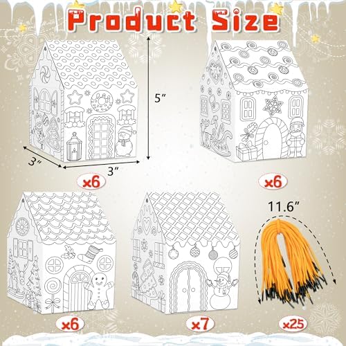 80UncleKimby 25Sets Christmas Crafts Gingerbread House Coloring Kit - Image 3