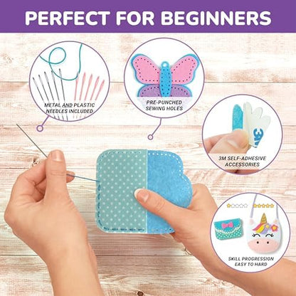 Craftorama Sewing Kit for Kids, Fun and Educational Accessories Craft Set for Girls Age 7-12, Sew Your Own Felt Accessories Craft Kit for Beginners - Image 4