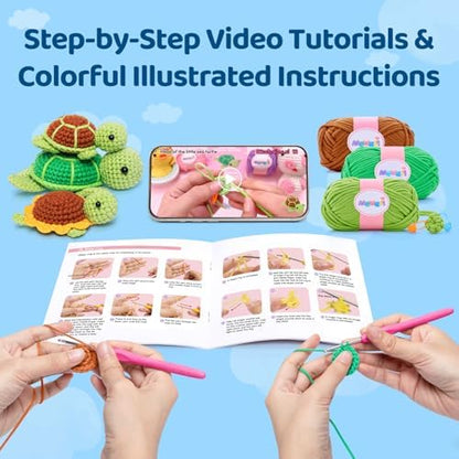 Mewaii Crochet Kit for Beginners, 3 Pack Sea Turtles Craft Set - Image 4