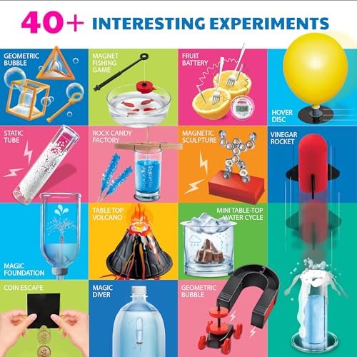 4M Scientific Discovery Kit for Kids Ages 8-12 – Over 50 STEM Experiments in Physics, Chemistry, Magnetism & Bubble Science, Build a Lemon Clock, Volcano, Magnetic Racer, Hover Disc, Educational Gift - Image 2