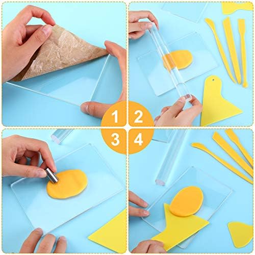 Honoson 23 Pcs Clay Sculpting Tools Set with Roller Cutters,Yellow - Image 5