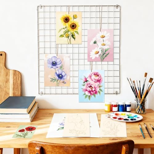 15 Pcs Unfinished Wood Crafts to Paint for Adults, 5.9x4.7 Inch Flowers Paintable Wood Slices Craft Supplies with Ropes, Bulk Predrilled Wooden Ornaments for DIY Painting Craft Decor - Image 6