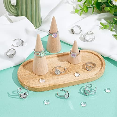SUNNYCLUE 40Pcs DIY 20 Sets Ring Blanks Adjustable Ring Base Blank Stainless Steel Ring Bezels Round Glass Cabochons Finger Ring Cabochon Settings Rings Blanks for Jewelry Making Kit Adult DIY Craft - Image 5