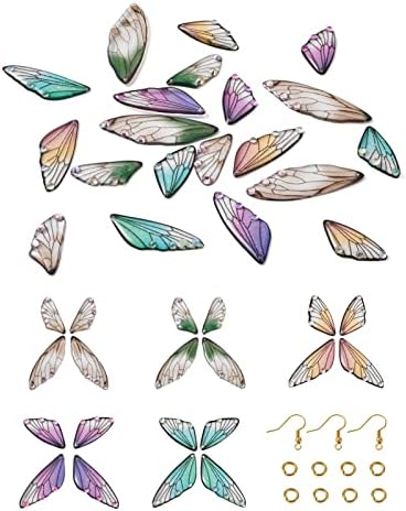 FASHEWELRY 20Pcs Resin Butterfly Wings Charms Fairy Wings Earring Charms Dragonfly Wings Pendants with 70Pcs Earring Hooks & Jump Rings for Crafts Jewelry Making by FASHEWELRY