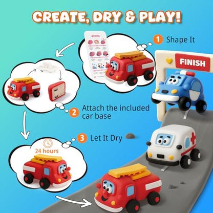 Air Dry Clay Kit for Kids - 3 Boxes Pull Back Car Making - Image 2