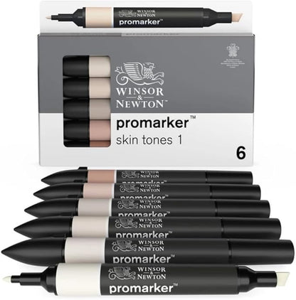 Winsor & Newton ProMarker Set, 6 Count, Skin Tones Set 1