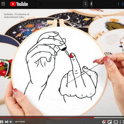 Crafmanoe Hand Embroidery Starter Kit for Beginners Adults, Counted Stamped Cross Stitch Kits for Adults Beginners, Easy Funny Embroidery Needlepoint Kits, Embroidery Fabric, Hoops and Video Tutorial - Image 3