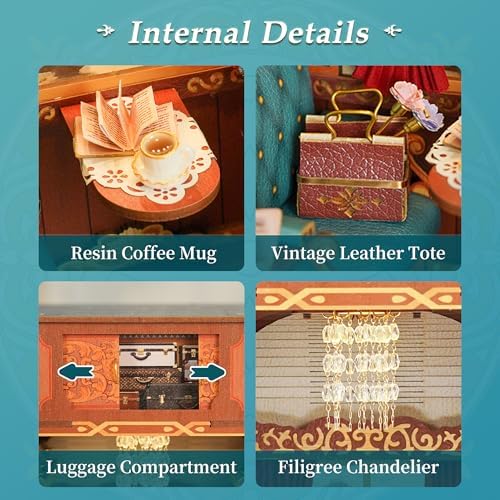 Tonecheer DIY Book Nook Kit for Adults, Miniature Infinity Train Cabin European Vintage Carriage Model, Wooden 3D Puzzle Dollhouse Booknook Decorative Bookend Gifts (European Travels) - Image 6