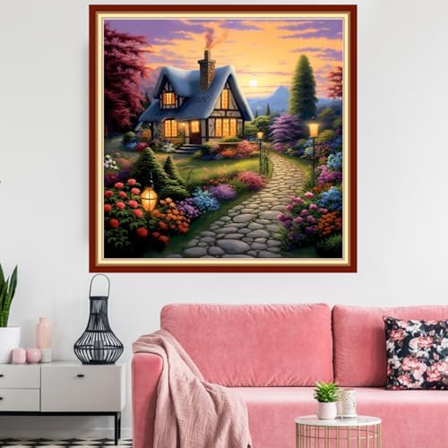 Redxing Stamped Cross Stitch Kits Embroidery kit for Beginners Adults Full Range of Embroidery Patterns Starter Kits DIY Printed Cross Stitch Kits Needlepoint Kits 11CT-Dream Home 18x18 inchs - Image 2