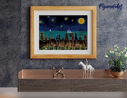 Figured'Art Paint by Numbers for Adults with Frame Starry Night with Animals 16"x20" - Craft Art Painting DIY Kit Canvas Already Stretched on a Wooden Frame - Image 4