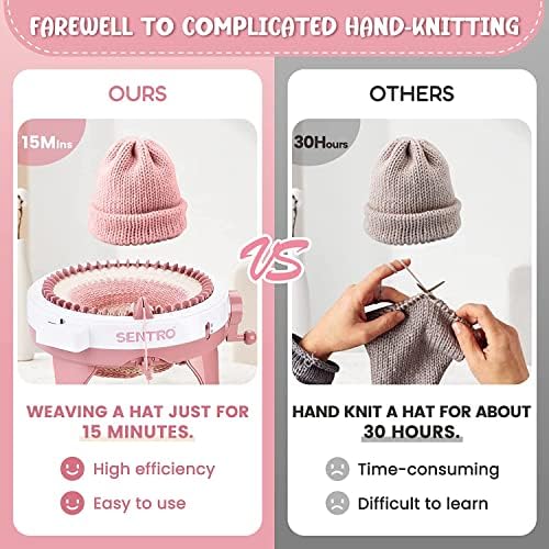 SENTRO Knitting Machine 48 Needles, Smart Circular Knitting Machine, Double Knitting Loom Machine for Adults Beginners,DIY Knitting Board Rotating Machine for Hat, Scarves, Socks - Image 4