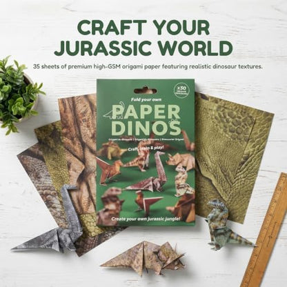 Origami Paper Kit DIY Dinosaur - 50 Sheets Origami Paper for Folding Cute Dinosaur Figures, Fun Creative Craft for Adults, Art Desk Decor and Gift for Origami Lovers - Image 3