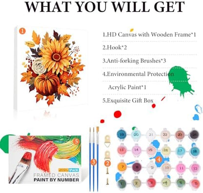 Fountor Fall Framed Paint by Numbers Kit for Adults Beginner 10x10 Inch - Image 4