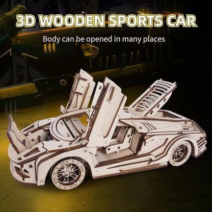 3D Wooden Puzzle Retro Sports Car for Adults - Image 4