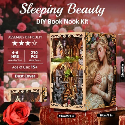 CCCDF Sleeping Beauty Book Nook Kit, DIY Miniature House Dollhouse Kit - Image 2
