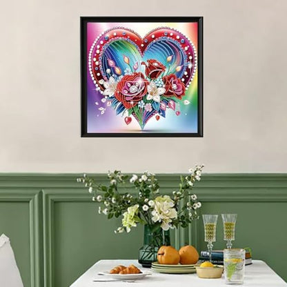 jinglinhh Heart Red Rose Flowers Lily Special Shaped DIY Diamond Art Painting Kit for Adults Beginners, Partial Drill Crystal Rhinestone Gem Art Craft Home Wall Decor 30x30cm - Image 6