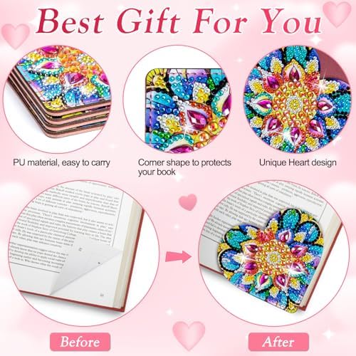 WIVICO 4Pcs Diamond Painting Bookmarks, Diamond Pearl Art Kits for Adults - Image 3