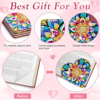 WIVICO 4Pcs Diamond Painting Bookmarks, Diamond Pearl Art Kits for Adults - Image 3