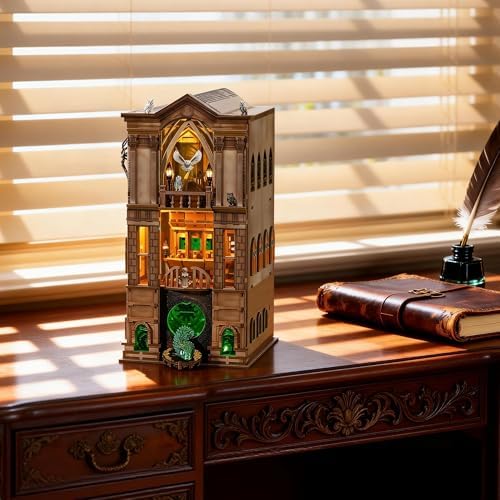 NookMaster Book Nook Kit – 3D Wooden Puzzle with Interactive LED Lights, Magic Castle DIY Miniature Decor for Adults & Teens, Enchanting Storytelling Bookshelf Insert - Image 5