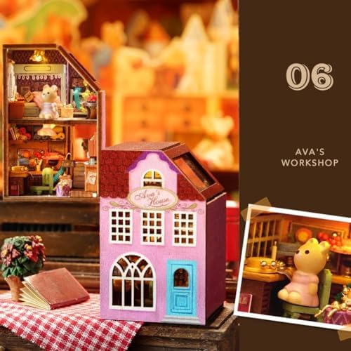 DIY Miniature Dollhouse Kit, Creative Wooden Doll House Craft Model with LED and Furniture for Christmas Birthday Gift (QH006) - Image 4