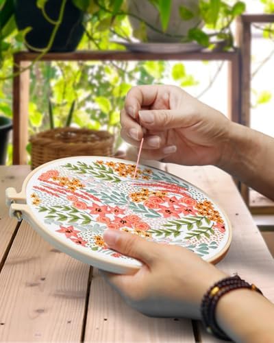 TINDTOP Embroidery Kit for Adult, 3 Pack Embroidery DIY Starter Kit, with Stamped Patterns, Hoop, Tools, Colorful Threads with Needles, Instructions (Bouquet) - Image 4