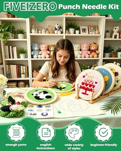 FIVEIZERO Punch Needle Kit for Beginners,Yellow Flower Patterns - Image 5