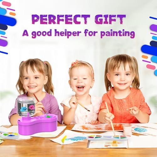 Paint Brush Cleaners, with Paint Palette and Brush Holder for Watercolor/Oil Acrylic and Water-Based Paints, Portable Paint Station & Rinsing Tool,Gift for Kids/Adults/Artist/Beginners Purple - Image 3