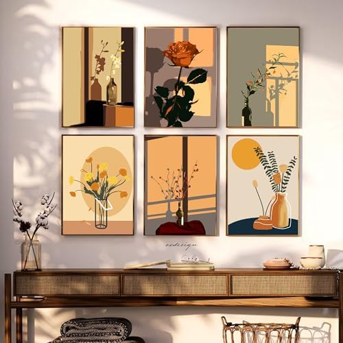 CasaWeave 6 Packs Paint by Numbers Kit for Adults Beginners,Easy Acrylic Adults Paint by Number Kits,Simple Flower Oil Paint by Numbers Kits On Canvas for Home Decor 7.8x11.8inch - Image 4