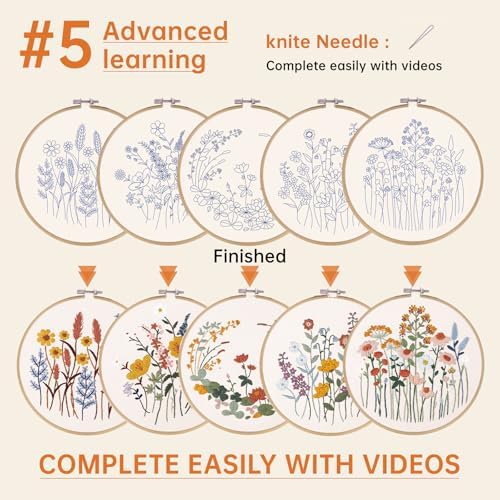 CYANFOUR 5 Pack Beginner Embroidery Kit for Adults with Video & Instruction - Image 4