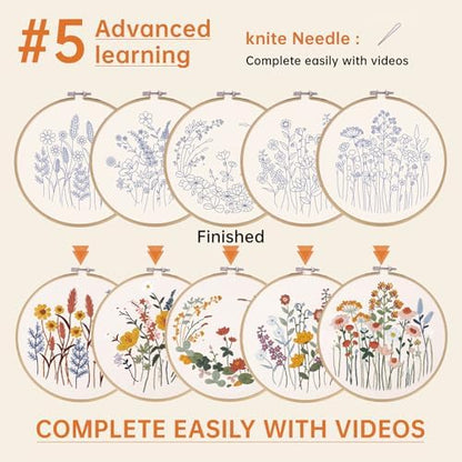 CYANFOUR 5 Pack Beginner Embroidery Kit for Adults with Video & Instruction - Image 4