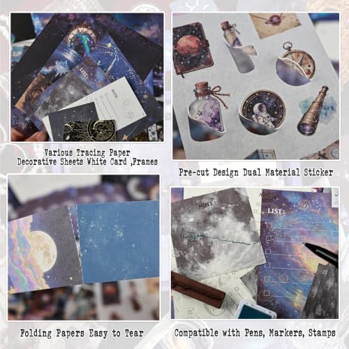 Diuhofart Star Trails Scrapbooking Kit, 128 Pcs Journal Set - Image 6