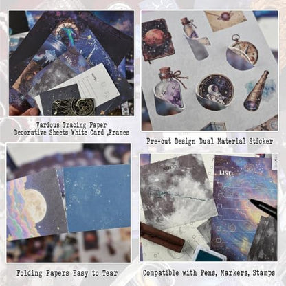 Diuhofart Star Trails Scrapbooking Kit, 128 Pcs Journal Set - Image 6