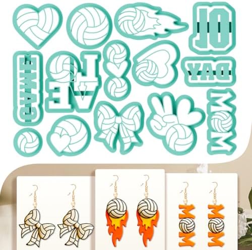 14Pcs Volleyball Polymer Clay Cutters Set Letters Clay Earrings Cutters for Adults Polymer Jewelry Cutter with Earrings Accessories DIY Craft Supplies by beinkmake