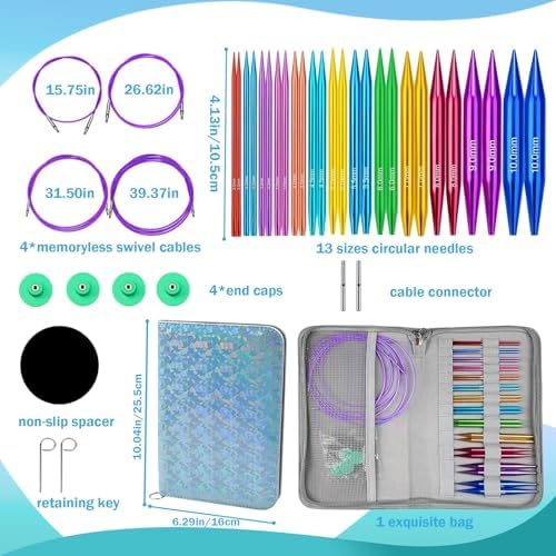 Yarniss 4-Inch Circular Knitting Needle Set with Case, Size 3.0~10.0mm - Image 2