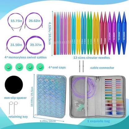 Yarniss 4-Inch Circular Knitting Needle Set with Case, Size 3.0~10.0mm - Image 2