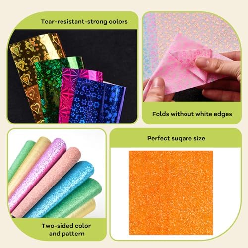 JoyCat Specialty Origami Paper Kit, 200 Assorted Finish Sheets, 6x6 Inch - Image 5