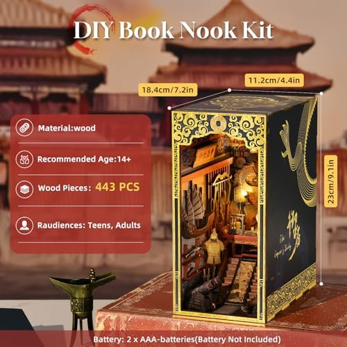 CCCDF Book Nook Kit, The Emperor’s Study DIY 3D Wooden Puzzle with LED - Image 2